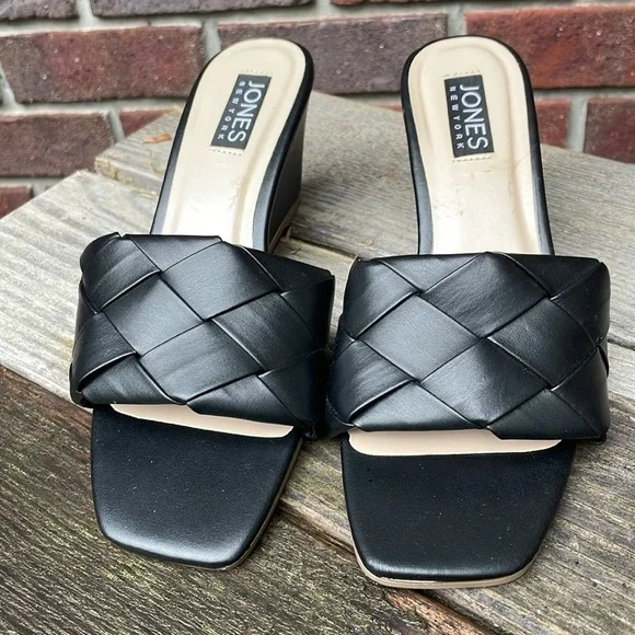 JONES NEW YORK | Iris | Woven |Slip On |Wedge |Black |Square Toe |Mule |Size 7.5 - Picture 2 of 14